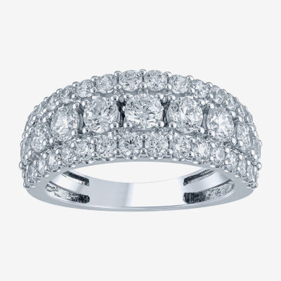 (H-I / I1) Womens 2 CT. T.W. Lab Grown White Diamond 10K White Gold Anniversary Band