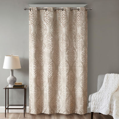 Sunsmart Elysia Knitted Jacquard Damask Energy Saving 100% Blackout Grommet Top Single Curtain Panel