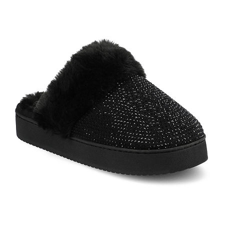 Journee Collection Emmber Womens Slip-On Slippers, 7-8, Black