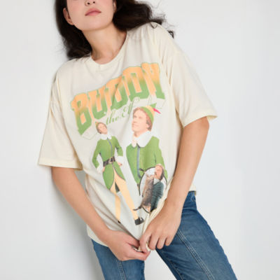 Juniors Elf The Movie Buddy Oversized Tee Womens Crew Neck Short Sleeve Graphic T-Shirt