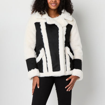 Steve Madden Womens Faux Shearling Heavyweight Peacoat