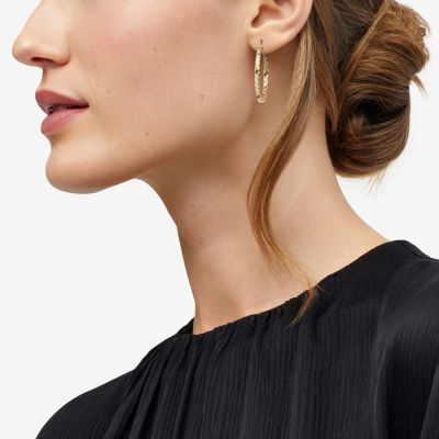 Mia Oro Womens 14K Gold 33mm Round Hoop Earrings