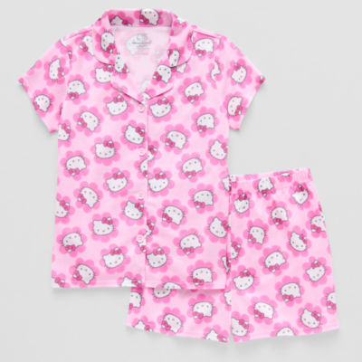 Girls Hello Kitty V-Neck Short Sleeve 2-pc. Pajama Sets