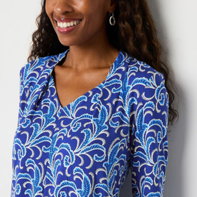 Liz Claiborne Womens V Neck 3/4 Sleeve Blouse