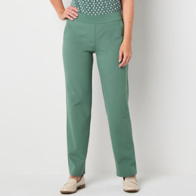 Liz Claiborne Womens Straight Easy-on + Easy-off Seated Wear Pull-On Pants