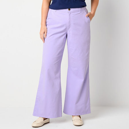 St. John's Bay-Plus Womens Regular Fit Wide Leg Trouser, 26w, Purple