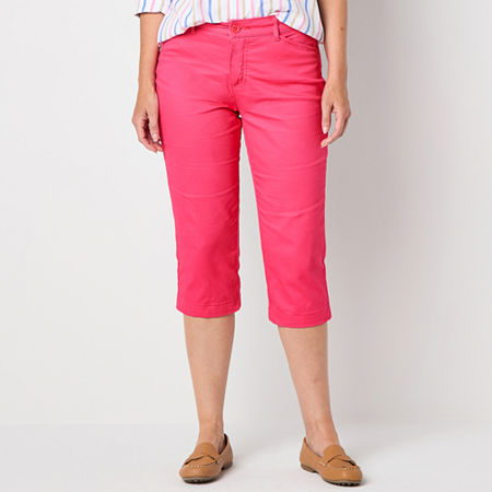 St. John's Bay Secretly Slender Womens Mid Rise Capri Pants, 14, Red