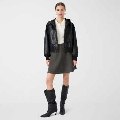 RM Rebecca Minkoff Womens Bomber Jacket, Short Sleeve Pullover Sweater, Midi Skirt