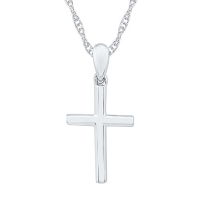 Womens 10K White Gold Cross Pendant Necklace JCPenney