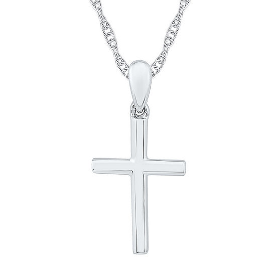 Womens 10K White Gold Cross Pendant Necklace - JCPenney
