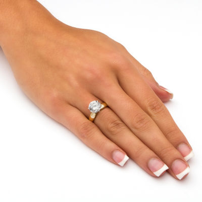 DiamonArt® Womens 3 1/2 CT. T.W. White Cubic Zirconia 10K Gold Engagement Ring