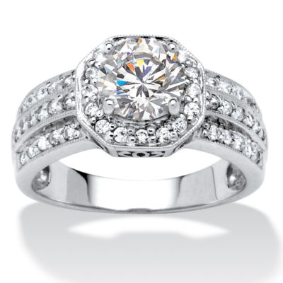 DiamonArt® Womens CT. T.W. White Cubic Zirconia 10K Gold Engagement Ring