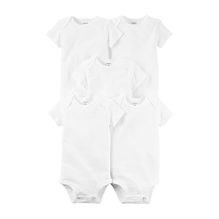 Carter's Baby Unisex 5-pc. Crew Neck Short Sleeve Bodysuit, 12 Months, White