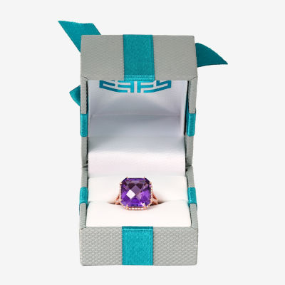 Effy Final Call Womens 1/5 CT. T.W. Diamond & Genuine Purple Amethyst 14K Rose Gold Cocktail Ring