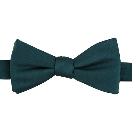 Stafford Sateen Solid Pretied Pre-Tied Bow Tie, One Size Fits Most, Green