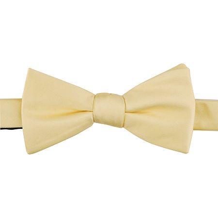 Stafford Sateen Solid Pretied Pre-Tied Bow Tie, One Size Fits Most, Yellow