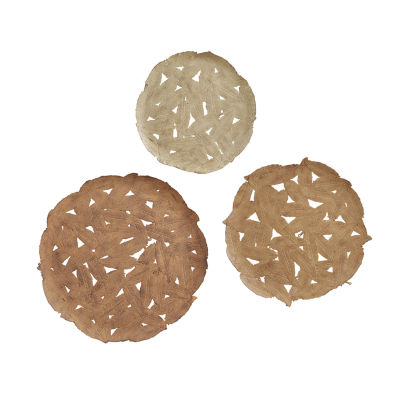 Madison Park Rosalie Textured Feather Metal Disc 3-pc. Wall Art Set