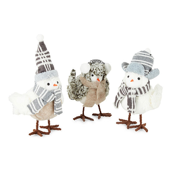 North Pole Trading Co. Woodland Retreat Set of 3 Fabric Birds Christmas Tabletop Decor