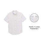 St. John's Bay Slub Seated Mens Easy-on + Easy-off Adaptive Classic Fit Short Sleeve Button-Down Shirt
