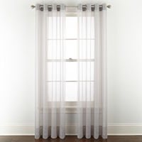 Liz Claiborne Lisette Sheer Grommet Top Single Curtain Panel, One Size, Gray