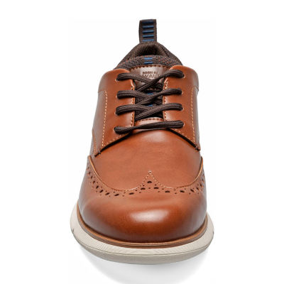 Nunn Bush Mens Stance Oxford Wing Tip Oxford Shoes, Color: Cognac