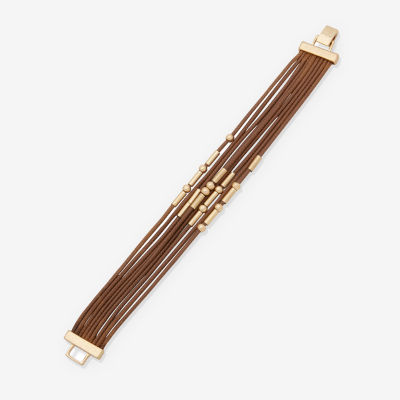 a.n.a Gold Tone & Brown Cord Bracelet