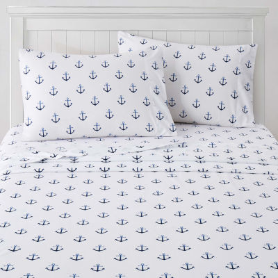 Sweet Home Collection Ombre Ship Anchor Wrinkle Resistant Sheet Set