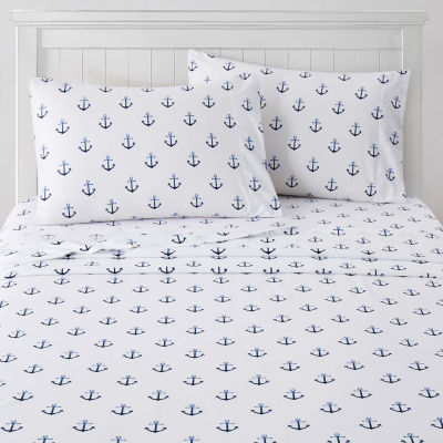 Sweet Home Collection™ Ship Anchor Microfiber Wrinkle Resistant Kids Sheet Set