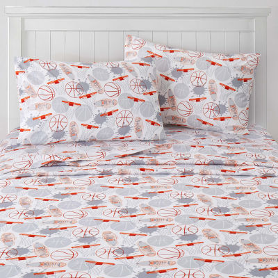 Sweet Home Collection Basketball Wrinkle Resistant Sheet Set
