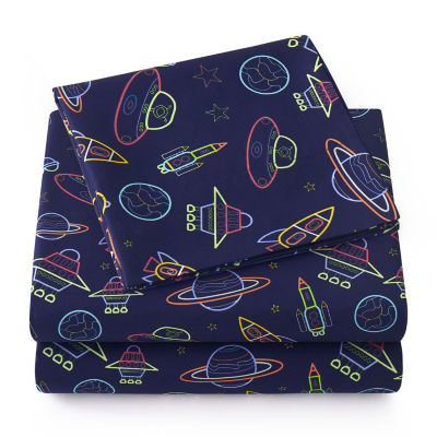 Sweet Home Collection Neon Space Wrinkle Resistant Sheet Set