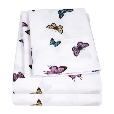 Sweet Home Collection Butterflies Wrinkle Resistant Sheet Set