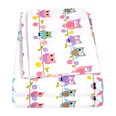 Sweet Home Collection Colorful Owls Wrinkle Resistant Sheet Set