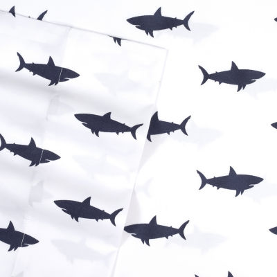Sweet Home Collection Swimming Sharks Wrinkle Resistant Sheet Set
