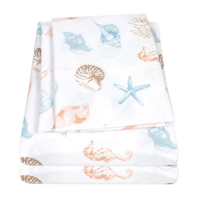 Sweet Home Collection Seashells Wrinkle Resistant Sheet Set