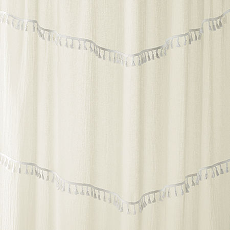 Distant Lands Tassel Chevron Shower Curtain, One Size, Beige