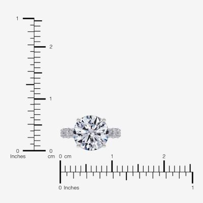 (G, Vs2-Si1) Womens 7 1/2 Ct. T.W. Lab Grown White Diamond 14K White Gold Round Side Stone Engagement Ring