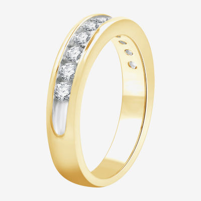 (H-I / I1) Womens 4MM 1/2 CT. T.W. Lab Grown White Diamond 14K Gold Over Silver Wedding Band