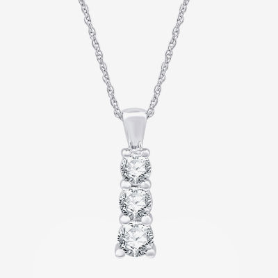 (G, Si1-Si2) Womens 1 CT. T.W. Lab Grown White Diamond Sterling Silver 18 Inch Pendant Necklace