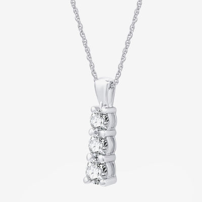 (G, Si1-Si2) Womens 1 CT. T.W. Lab Grown White Diamond Sterling Silver 18 Inch Pendant Necklace