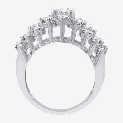 (G, Si1-Si2) Womens 3 CT. T.W. Lab Grown White Diamond Sterling Silver Cocktail Ring