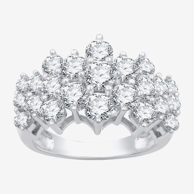 (G, Si1-Si2) Womens 3 CT. T.W. Lab Grown White Diamond Sterling Silver Cocktail Ring