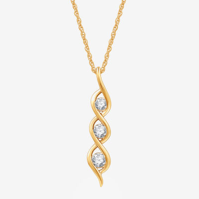 (G, Si1-Si2) Womens 1/2 CT. T.W. Lab Grown White Diamond 14K Gold Over Silver 18 Inch Pendant Necklace