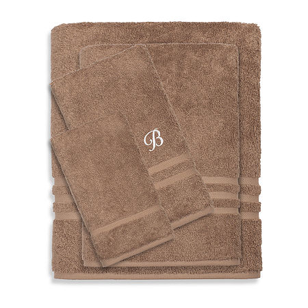 Linum Home Textiles Denzi Monogram Towel Collection 4-pc. Bath Towel Set In Brown