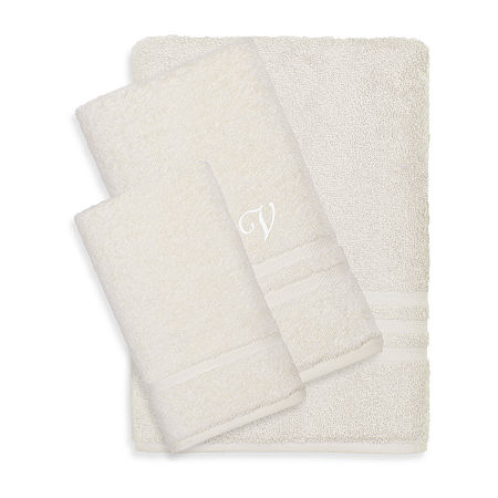 Linum Home Textiles Denzi Monogram Towel Collection 3-pc. Bath Towel Set In Sand