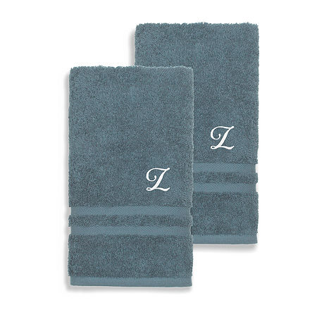 Linum Home Textiles Denzi Monogram Towel Collection 2-pc. Hand Towel In Blue