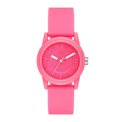 Skechers® Womens Neon Pink Dial Pink Silicone Strap Analog Watch