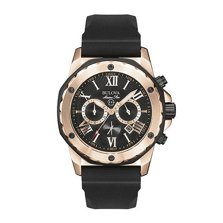 Bulova Marine Star Mens Chronograph Black Strap Watch 98b104, One Size -  05144860000