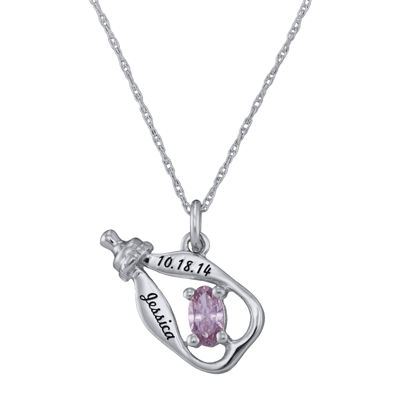 Personalized Girls Birthstone Bottle Pendant Necklace