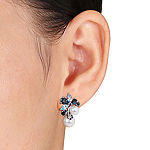 Cultured Freshwater Pearl, Genuine London and Sky Blue Topaz Earrings