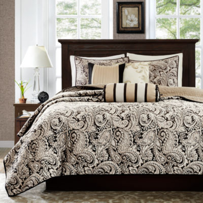 Madison Park Wellington 6-Pc Jacquard Quilt Set With Throw Pillows